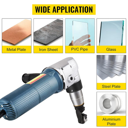 VEVOR Electric Nibbler 625 W Grinding Scissors Plate Thickness 4 mm Professional Tool for Metal and Adjustable Cutting Head, 360 Degree Rotating for Steel, Plastic, Copper, Glass,
