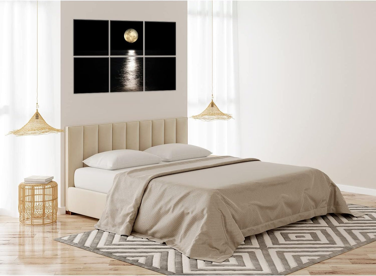 Art akoestische panelen – Akoestische wandpanelen – Geluidsabsorberende panelen – Wandpanelen – Decoratieve wandbekleding – Zelfklevend – 6 stuks 183 x 122 cm – Pale Moon Rises