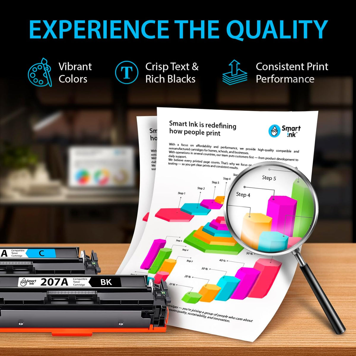 Smart Ink Compatibele toner met chip voor HP 207A 207X (zwart cyaan magenta geel) als vervanging voor Color Laserjet Pro MFP M282nw M283cdw M283fdn M283fdw Color Laserjet Pro M255dw M255nw