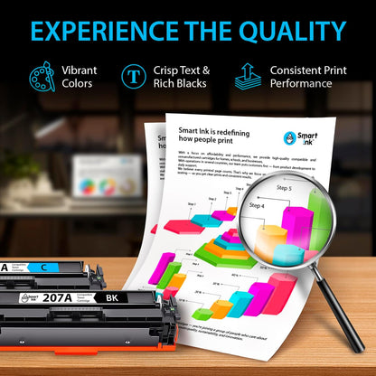 Smart Ink Compatibele toner met chip voor HP 207A 207X (zwart cyaan magenta geel) als vervanging voor Color Laserjet Pro MFP M282nw M283cdw M283fdn M283fdw Color Laserjet Pro M255dw M255nw