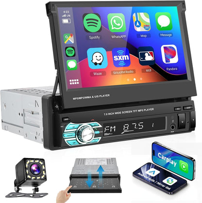 Autoradio 1 DIN – Autostereo – 1 Din Autoradio – Auto Radio – Multimediaspeler – 7 Inch HD-touchscreen – Carplay & Android Auto – Met Mirror Link & Achteruitrijcamera