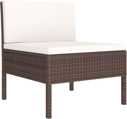 Gecheer 2-Piece Garden Furniture Set Lounge Furniture Garden Patio Furniture Garden Lounge Set with Cushions Balcony Lounge Sofa Garden Garden Set Sitting Centre Sofa Poly Rattan Brown - QUORE