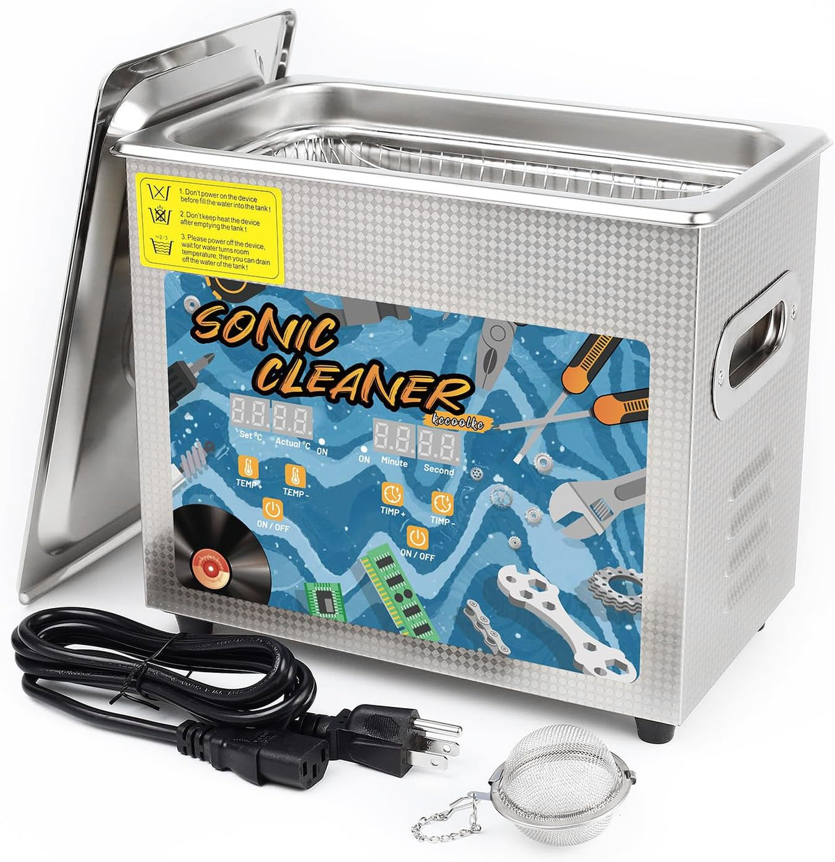 KECOOLKE Ultrasonic Cleaner for Jewellery, 600 ml, Ultrasonic Cleaner with Digital Timer for Glasses, Rings, Coins, Ring, Silver, Dentures