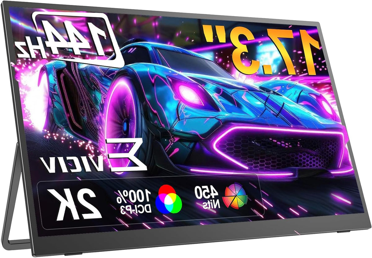 EVICIV Portable Monitor 17.3 Zom 2K 144Hz GroBer Portable Screen 100% DCI-P3 450Nits 1500:1 Gaming Display USB C Mini HDMI with VESA & Stand for Laptop PC Handy P-S4/5 Xbo - QUORE