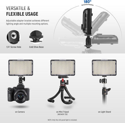 176 LED-Videolamp – Videolicht – LED-Paneel – Daglichtlamp – Fotolamp – Dimbaar 10-100% – Inclusief 2200 mAh Li-Ion Batterij