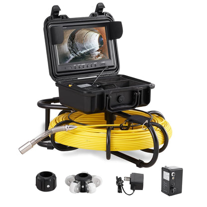 VEVOR Inspectiecamera, 91,5 m, 720p kanaalcamera, 130 graden, endoscoopcamera, 12 V, 4500 mAh lithium batterij, 6 uur, buisinspectiecamera, IP68, voor afvalwaterkanalen, afvalwatersystemen, afvoeren