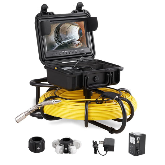 VEVOR Inspectiecamera, 91,5 m, 720p kanaalcamera, 130 graden, endoscoopcamera, 12 V, 4500 mAh lithium batterij, 6 uur, buisinspectiecamera, IP68, voor afvalwaterkanalen, afvalwatersystemen, afvoeren