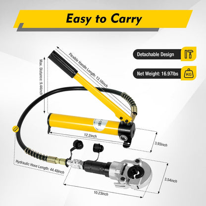 6T Hydraulic Crimping Pliers V Contour 12-28mm, TH Contour 16-32mm 360°Swivel Hydraulic Crimping Pliers Hand Press Set Hydraulic Press Tool for Aluminum Tubes Copper Tube - QUORE