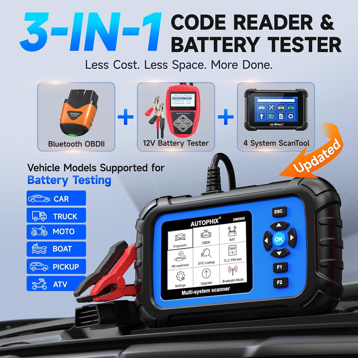 AUTOPHIX OBD2 Scanner Batterij tester 2 in 1