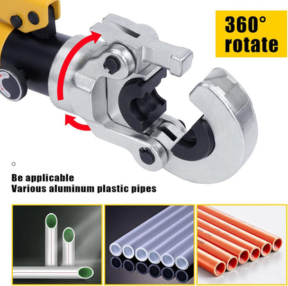 HSEAMALL Hydraulische Pijpbuis Krimpgereedschap, Drukpijpklem krimptang voor aluminium-kunststof buizen met TH 16 20 26 32mm² mallen