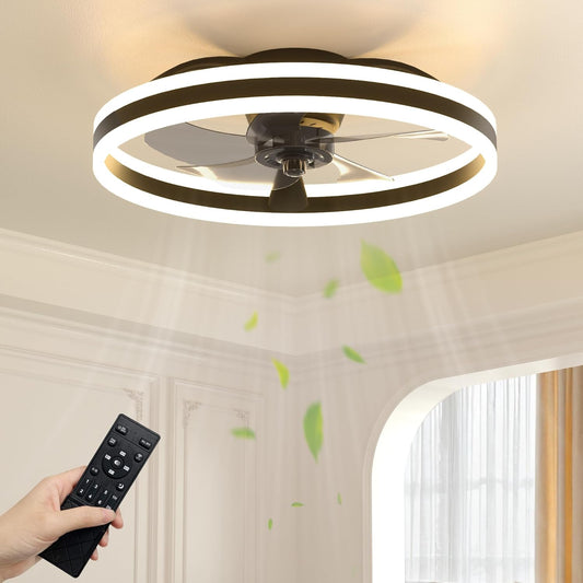 NIORSUN Plafondventilatoren van 50 cm met verlichting en afstandsbediening, 6 snelheden en 3000K-6500K dimbare stille plafondventilatorlamp, slimme moderne led-ventilatorverlichting voor slaapkamer