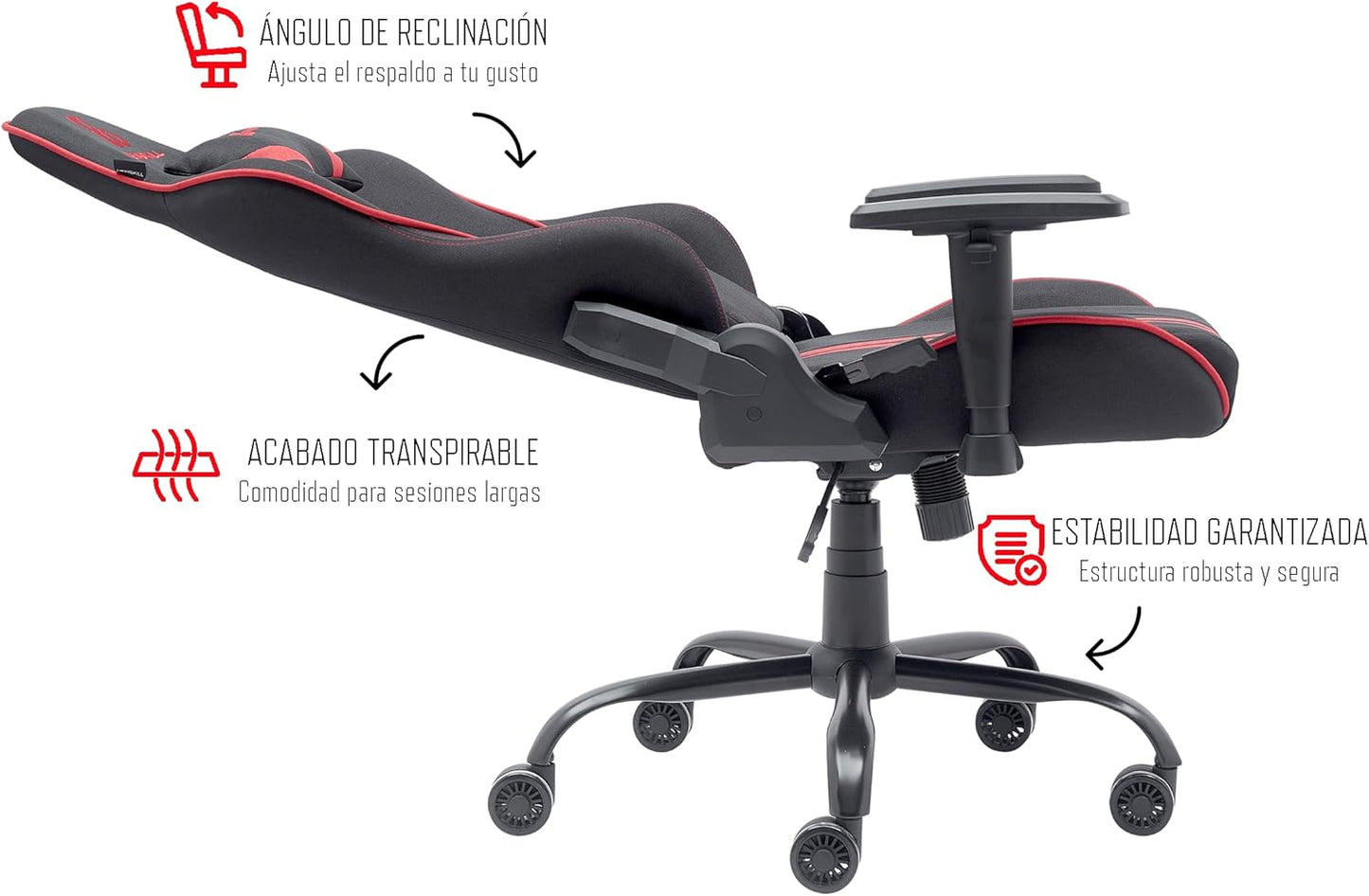 NEWSKILL Kitsune V2 Gamingstoel, rood, ademende stof