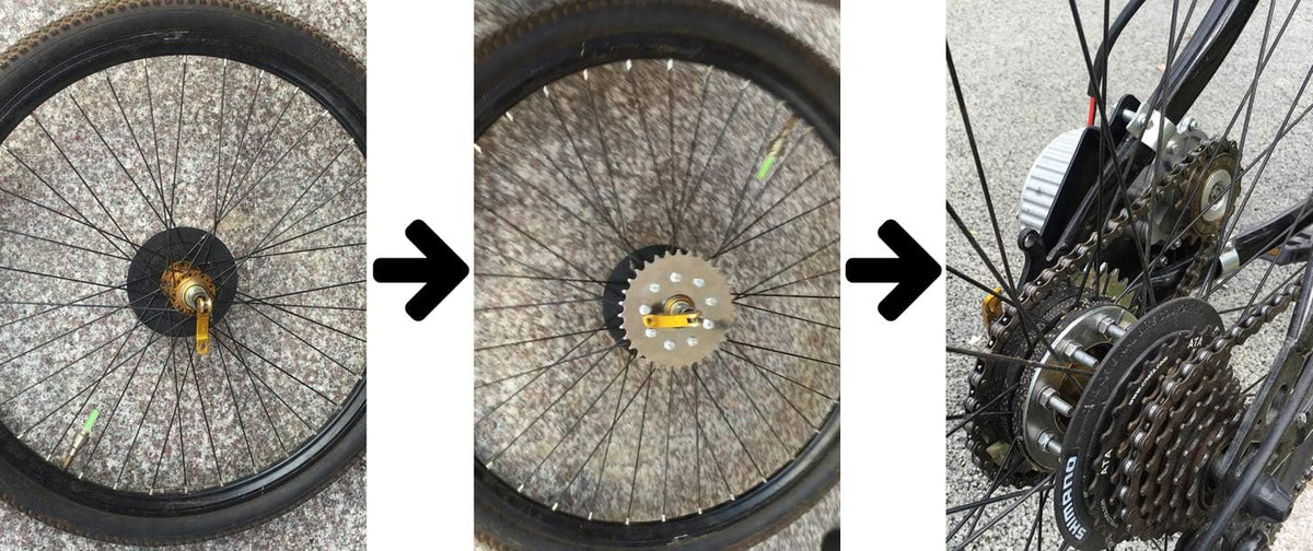 450W Conversie Kit voor linksgestuurde elektrische fiets, past voor de meeste gewone stadsfietsen met tandwiel kettingaandrijving