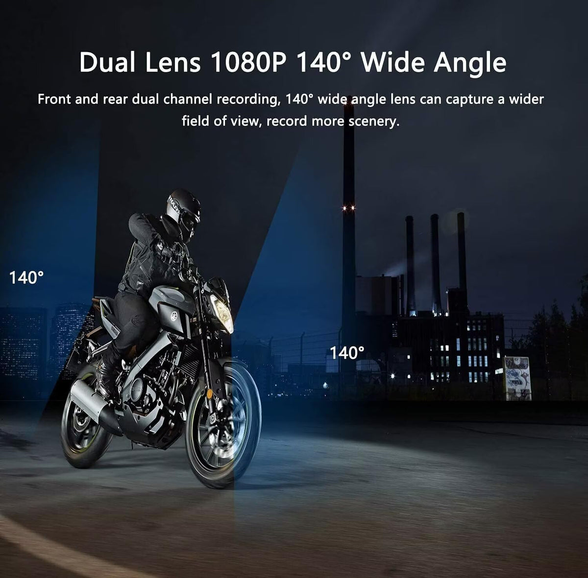 Motorcamera – Dashcam – Motordashcam – Motorfiets Camera – Dubbele Lens Camera – FHD 1080P Voor En Achter – 170° Groothoek