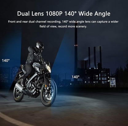 Motorcamera – Dashcam – Motordashcam – Motorfiets Camera – Dubbele Lens Camera – FHD 1080P Voor En Achter – 170° Groothoek