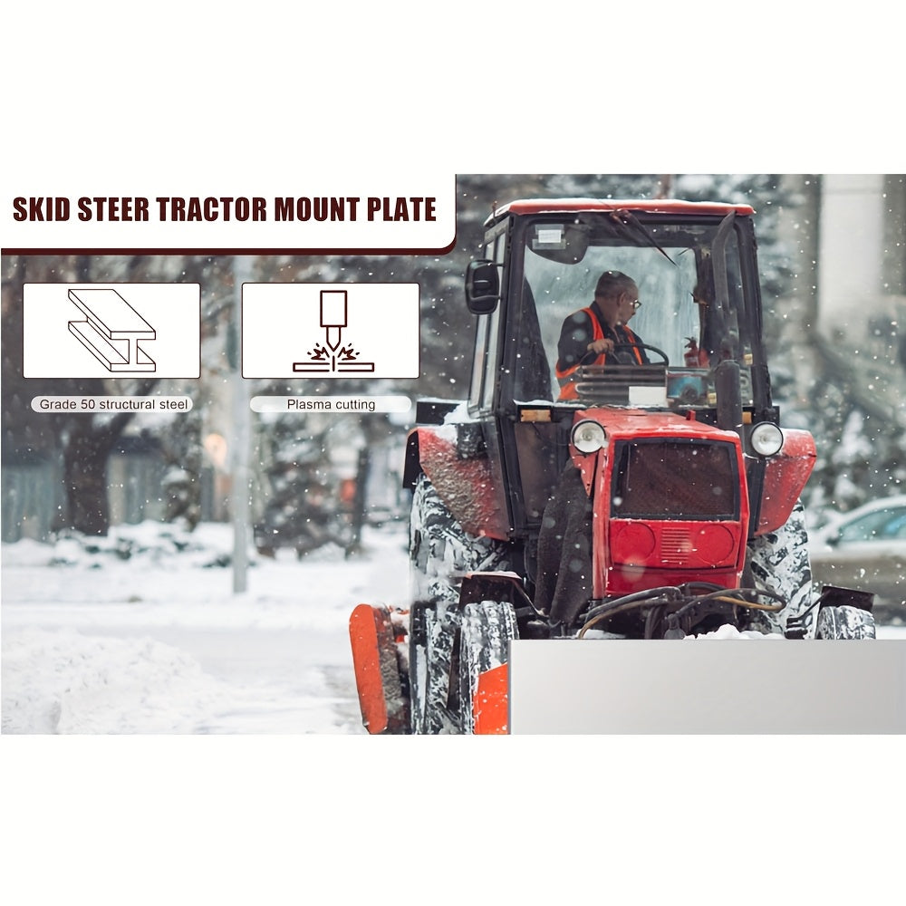 1/4" Skid Steer Mount Plate, Universal Quick Tach Attachment Plate, 1360.78 KG Capacity, Fits Bobcat, Kubota, Mahindra, Rust-Proof Tractor Implement Plate, Heavy-Duty, Heavyduty Attachment, Agricultural Machinery, Durable Con