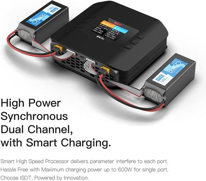Lipo Balance Oplader – RC Accu Oplader – Dual Port Charger – Battery Charger – Modelbouw Oplader – Slimme AC/DC Oplader – 2 Accu’s Tegelijk – 600W Max Laadvermogen