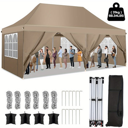 Partytent – Feesttent – Paviljoen – Tuintent – Opvouwbare Tent – 3x6 m – Waterdicht – 4 Afneembare Zijwanden – Verstelbare Hoogte – Inclusief Draagtas