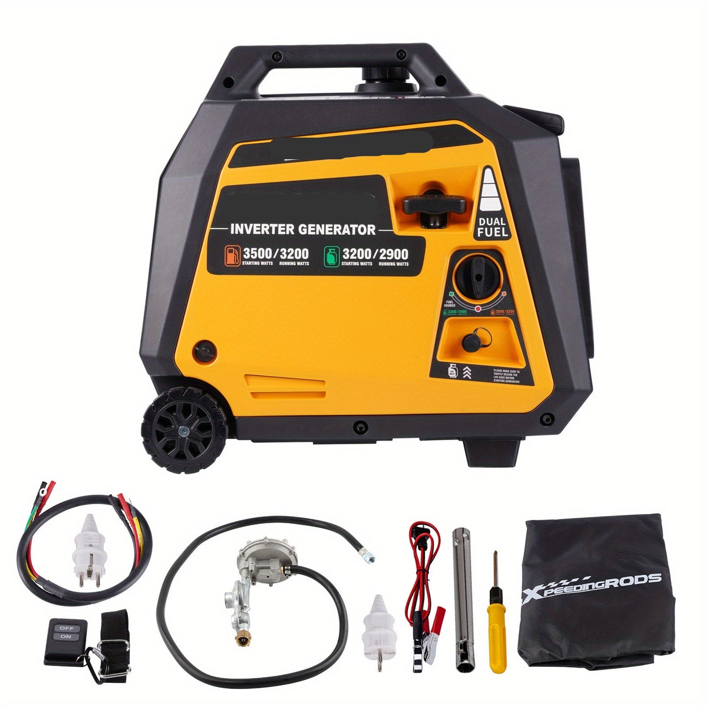Draagbare Invertergenerator – Generator – Stroomgenerator – Benzinegenerator – LPG Generator – 3500 Watt Pieken – 11 Uur Benzinegebruik