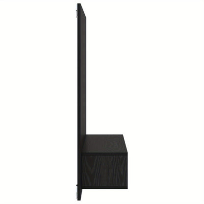 TOMSHOO TV Cabinet, Entertainment cabinet, Wall TV Cabinet Black oak 120 x 23.5 x 90cm Engineered Wood, Entertainment Center, Television and media furniture