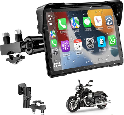 Motornavigatieapparaat voor motorfiets, met CarPlay en Android auto, 7 inch waterdicht, display van motorfietsen met bluetooth, motornavigatie, spraakassistent, magnetische houder