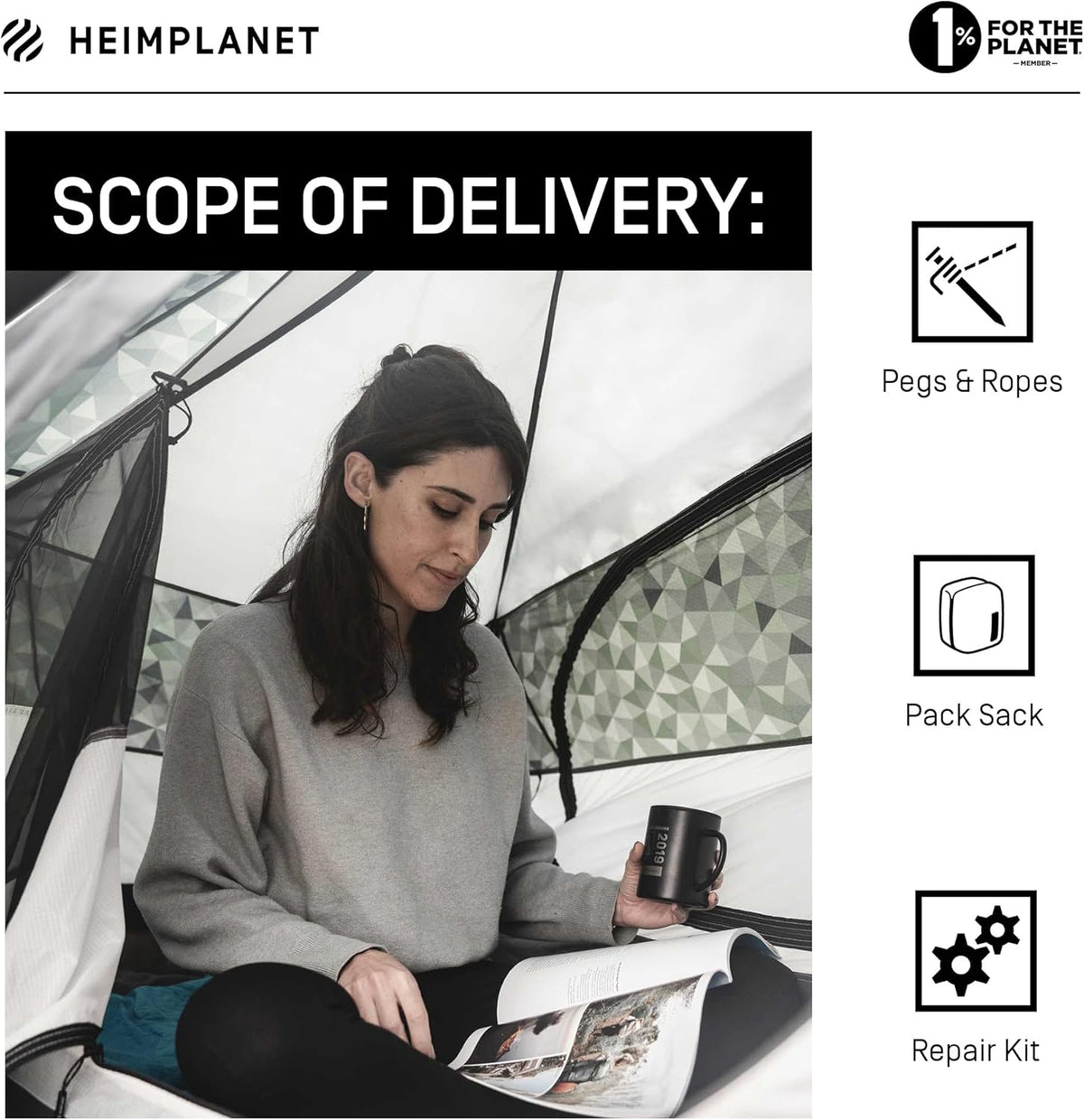 HEIMPLANET Origineel | 2022 The Cave tent voor 2-3 personen | Opblaasbare campingtent | Buitentent en tentvloer - Waterkolom 5000 mm | Ondersteunt 1% voor de planeet