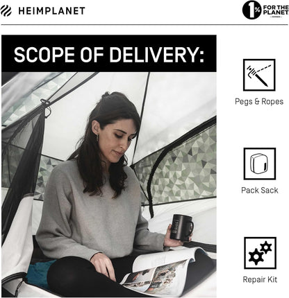 HEIMPLANET Origineel | 2022 The Cave tent voor 2-3 personen | Opblaasbare campingtent | Buitentent en tentvloer - Waterkolom 5000 mm | Ondersteunt 1% voor de planeet