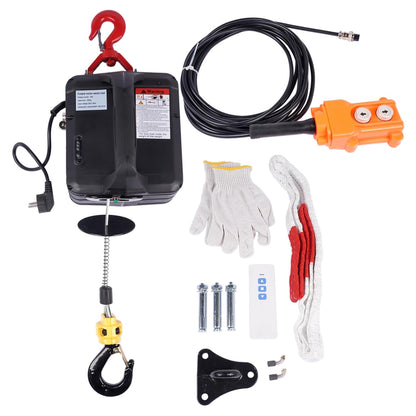 3-in-1 elektrische lier 1500 W, 500 kg draagbare elektrische lift met verbeterde infrarood eindschakelaar, verticaal en horizontaal tillen 120 m afstandsbediening Hopzty