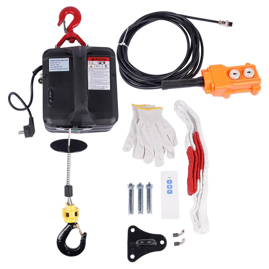 3-in-1 elektrische lier 1500 W, 500 kg draagbare elektrische lift met verbeterde infrarood eindschakelaar, verticaal en horizontaal tillen 120 m afstandsbediening Hopzty