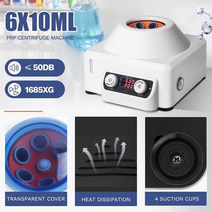 PRP Laboratoriumcentrifuge – Plasmacentrifuge – Laboratoriumcentrifuge – Tafelcentrifuge – Draagbare Tafellaboratoriumcentrifuge – 6 X 10 Ml – 4000 Omw/Min – Timer 1 Tot 99 Min