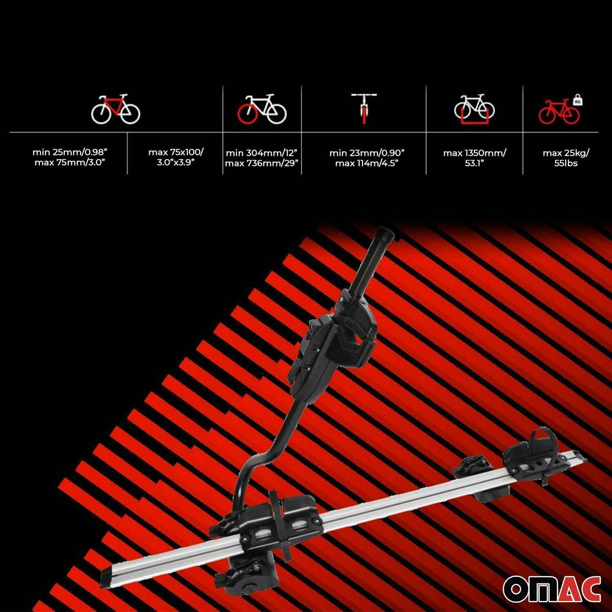 Fietsendrager voor op het dak – Dakfietsdrager – Fietsrek – Auto fietshouder – Dakmount drager – Maximaal 25 kg draagvermogen – Stevig aluminium frame