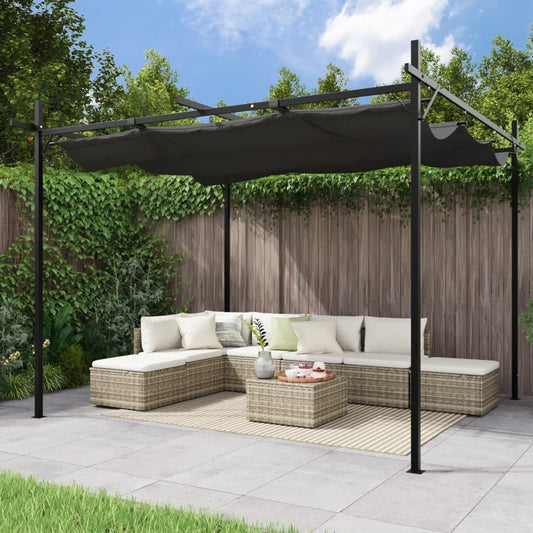 Pergola with retractable roof Anthracite 295x292x230cm, Canopies & Gazebos Outdoor & Garden - QUORE