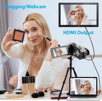 Videocamera 4K – Camcorder – Vlogcamera – Vloggingcamera – YouTube Camera – 64 GB Kaart – 3,0 Inch 270° Draaibaar Scherm