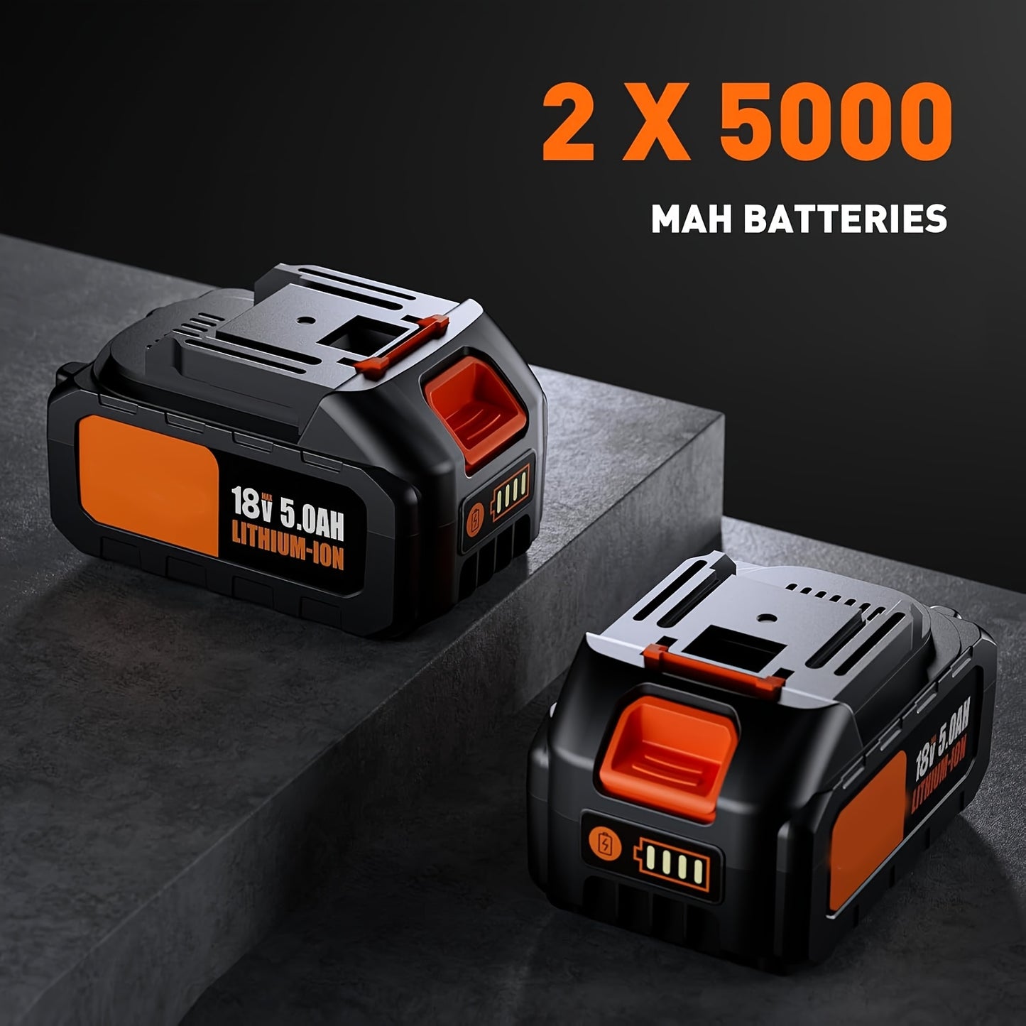 Accu Slagmoersleutel – Draadloze Slagmoersleutel – 1/2 Inch Slagmoersleutel – Elektrische Slagmoersleutel – 1100Nm Koppel – 2x 5000mAh Accu – LED-Verlichting