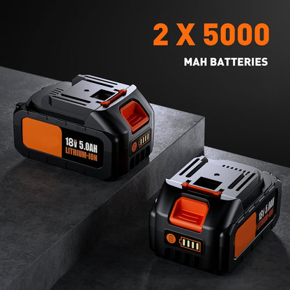 Accu Slagmoersleutel – Draadloze Slagmoersleutel – 1/2 Inch Slagmoersleutel – Elektrische Slagmoersleutel – 1100Nm Koppel – 2x 5000mAh Accu – LED-Verlichting
