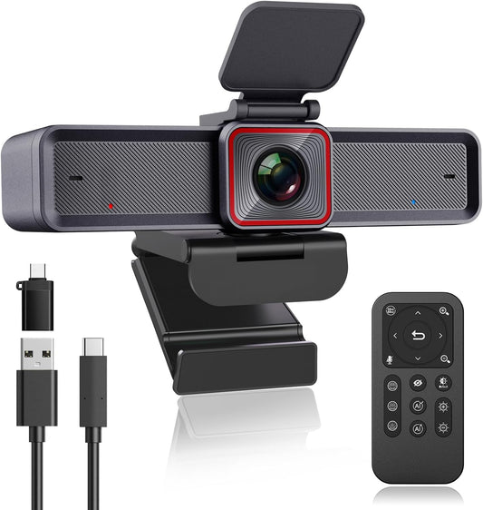 Webcam – Streaming Webcam – USB Webcam – Laptop Webcam – Vergadercamera – 4K-UHD Met AI-Tracking En HDR – Dubbele AI-Ruisonderdrukkende Microfoons