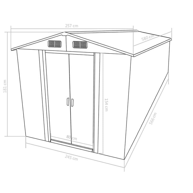 Large 257x580x181cm Heavy-Duty Steel Frame Green Outdoor Storage Shed with Removable Roof & Walls - Portable Garden Shed with Ventilation System, Spacious Interior for Lawn Equipment, Tools, Bikes - Durable Metal Construction