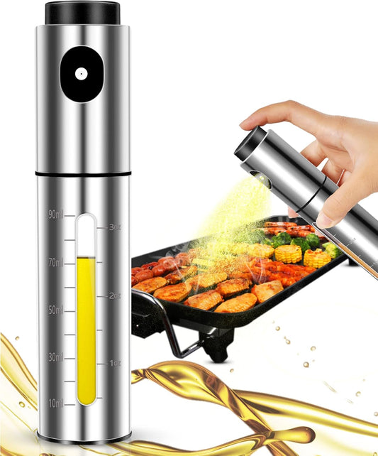 Oliesproeier voor koken, 100 ml roestvrij staal, oliedispenser voor airfryer, keukenaccessoires, oliefles voor salade, barbecue, bakken, braden, grillen