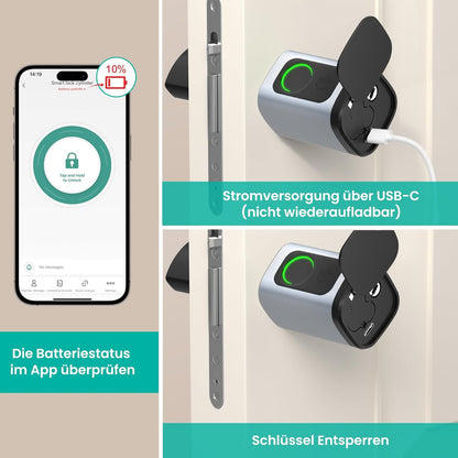 AVATTO Smart deurslot met vingerafdruk en wachtwoord voor 60-90 mm deur, lengte van de sluitcilinder is instelbaar, met sleutel, IC-kaart, ondersteunt Smart Life App afstandsbediening