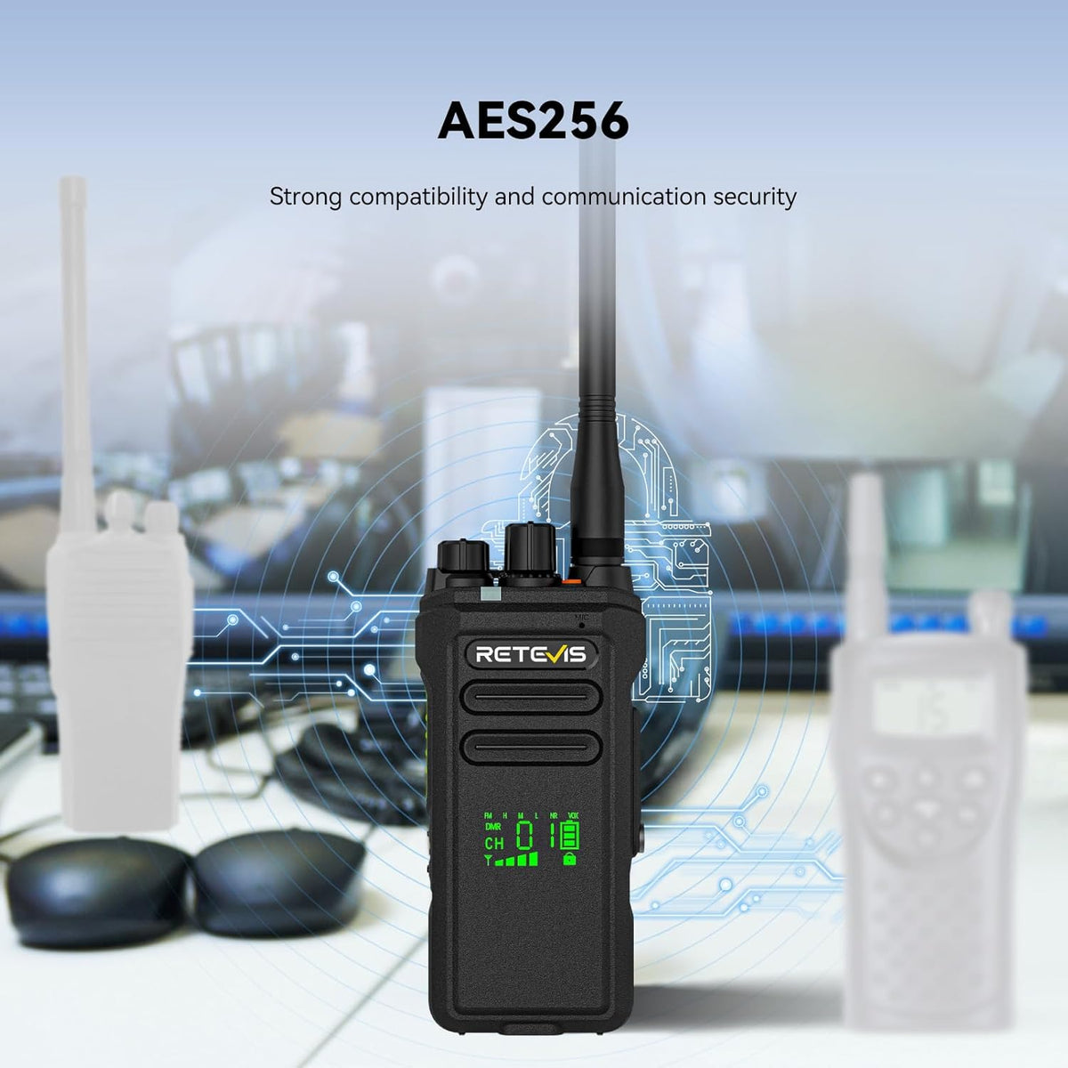 Retevis NR30D DMR Walkie Talkie Digitaal, Langeafstands-Portofoon Compatibel met AES256, AI-ruisonderdrukking, IP67, Hoog vermogen, 2800 mAh (Zwart, 2 stuks)