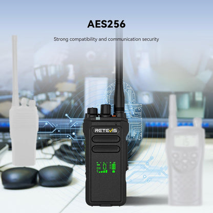 Retevis NR30D DMR Walkie Talkie Digitaal, Langeafstands-Portofoon Compatibel met AES256, AI-ruisonderdrukking, IP67, Hoog vermogen, 2800 mAh (Zwart, 2 stuks)