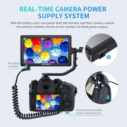 FEELWORLD FW568 V3 6 Inch Camera Field Monitor FHD 1920x1080 IPS,with 3D LUT,4K HDMI Input and Loop,Peak Focus DSLR Video Assist,HDR Waveform, Parasol for Movie Video Recording - QUORE