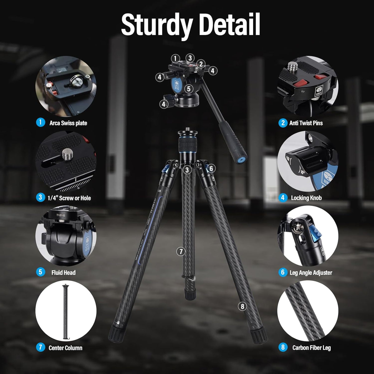 SIRUI Traveler X lichtgewicht koolstofvezel statief met panoramische videokop, 151,9 cm compact camerastatief met snelle pootinstelling, maximale belasting 11 pond (vloeistofkop/AT-10)