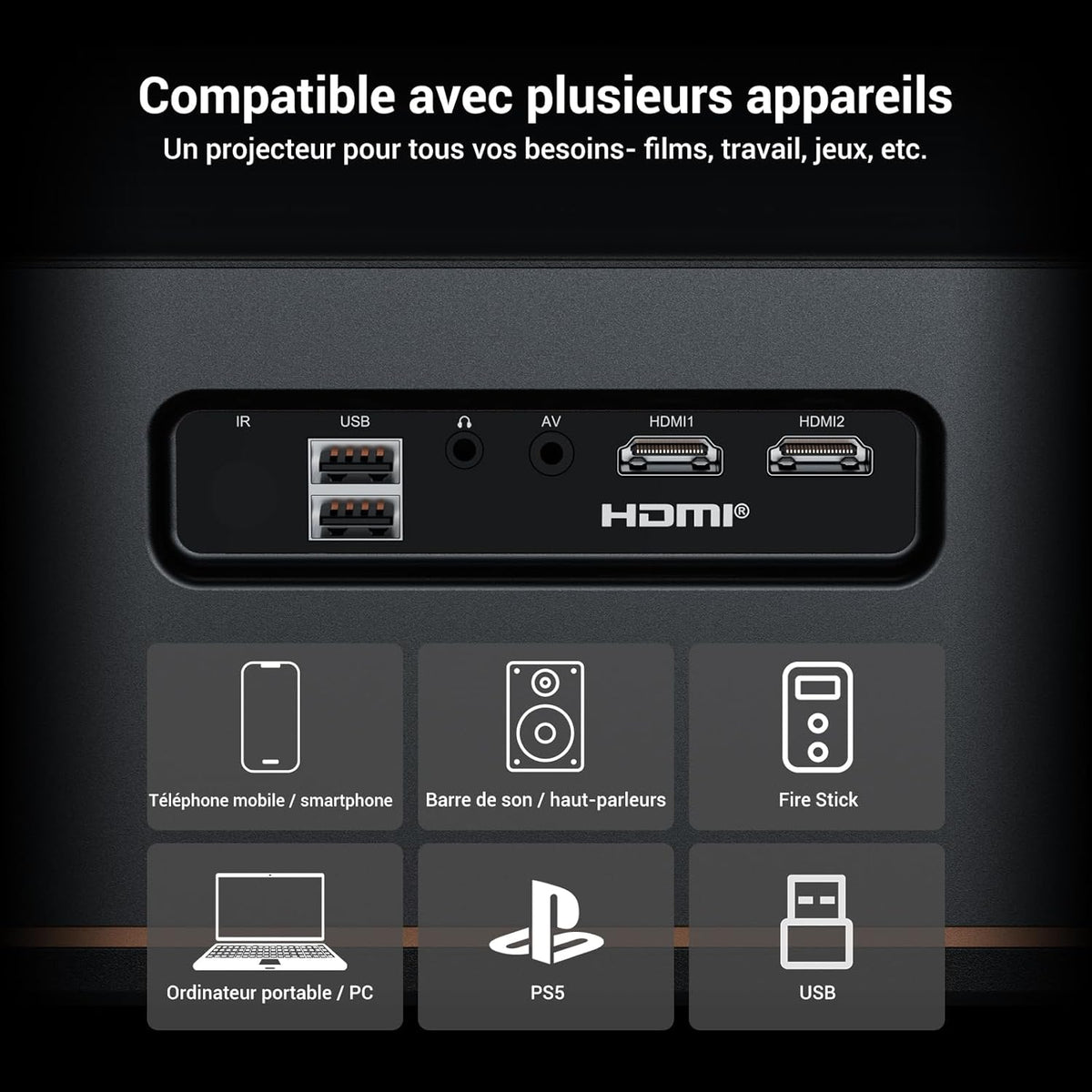 [1500 ANSI/Autofocus/Keystone] HAPPRUN 4K Ultra HD Projector, Home Cinema Beamer met WiFi 6 & Bluetooth 5.2, 300” Scherm met 50% Zoom, Compatibel met Mobiel/TV-Stick/PC / PS5