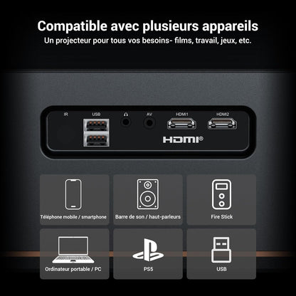 [1500 ANSI/Autofocus/Keystone] HAPPRUN 4K Ultra HD Projector, Home Cinema Beamer met WiFi 6 & Bluetooth 5.2, 300” Scherm met 50% Zoom, Compatibel met Mobiel/TV-Stick/PC / PS5