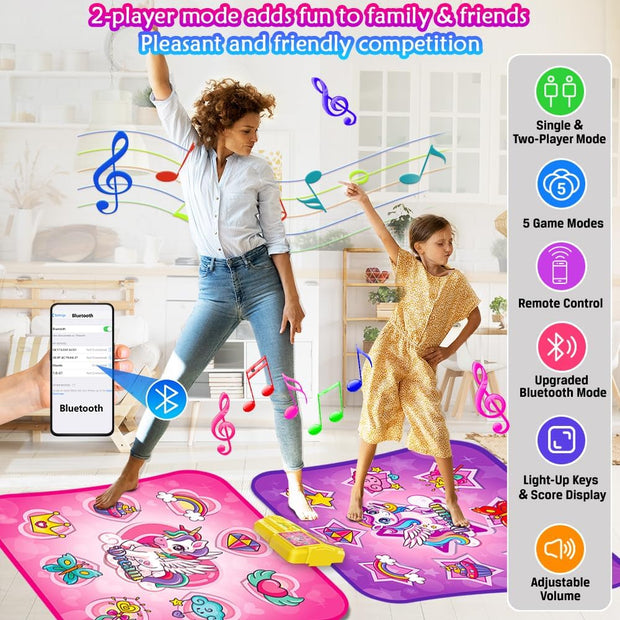 Interactieve Dansmat - Muziekspel - Muziekmat - Dansmat voor Meisjes - Kindereneren - Muziek en Dansspel - met 9 Niveaus - voor 3-12 jaar - voor Buiten - Binnen