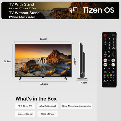 FPD 40 Inch (102 cm) Full HD Smart TV Tizen OS wtih Miracast, Dolby Audio, HDR 10, HDMI, Vocie Remote Flat Screen Televison (ET40, Model 2026)