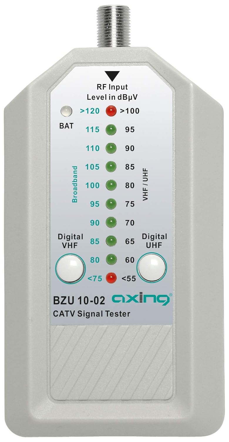 CATV-signaaltester wit – Kabel-tv tester – Kabeltelevisietester – Signaalmeter – Meetinstrument – Led-indicatie 5 dBµV – Selectieve en breedbandmeting 5-2700 MHz