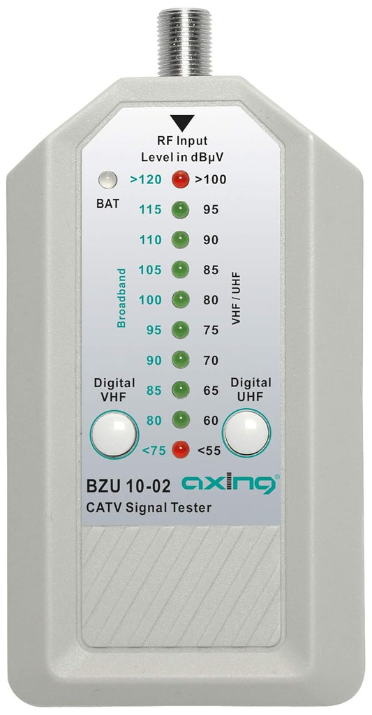 CATV-signaaltester wit – Kabel-tv tester – Kabeltelevisietester – Signaalmeter – Meetinstrument – Led-indicatie 5 dBµV – Selectieve en breedbandmeting 5-2700 MHz