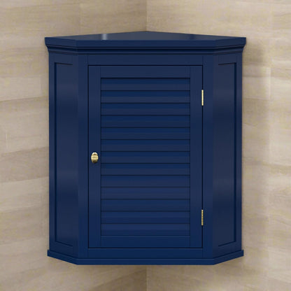Elegant Home Fashions Glancy Hoekkast Muur Navy Lamellendeur Stijl